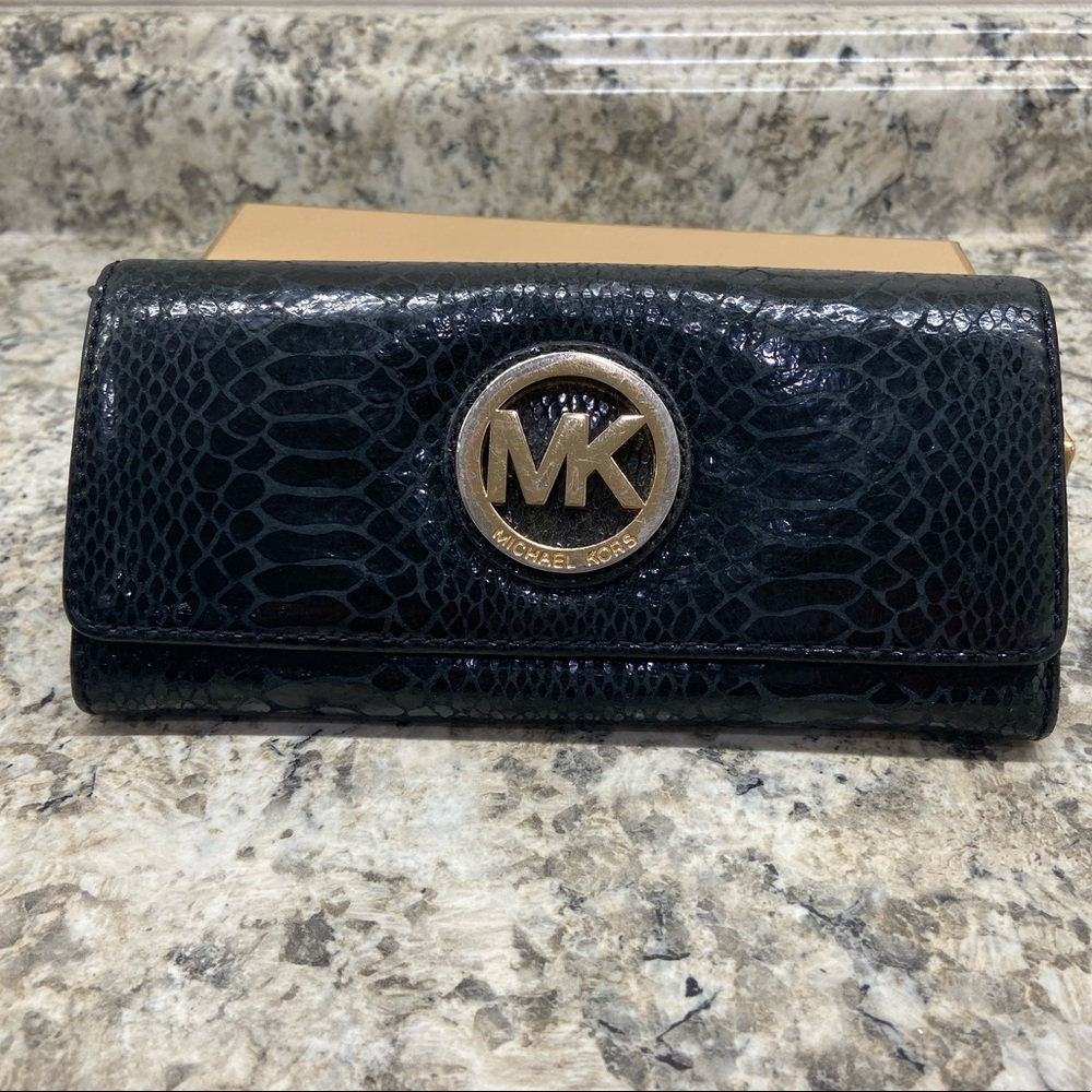 Michael Kors Black Snake Leather Wallet